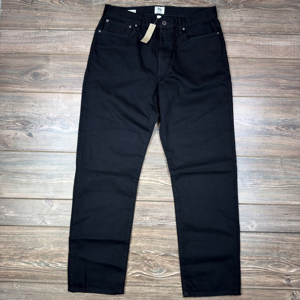 J.Crew Mens Size 34x32 Classic Straight Jeans Black Denim CC325 NEW